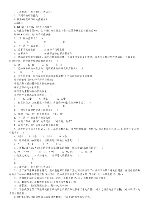 福建省晋江市季延中学高二上学期期末考试数学(文)试题.pdf