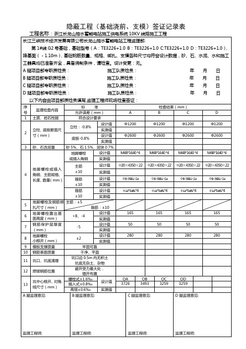 铁塔基础隐蔽工程模版