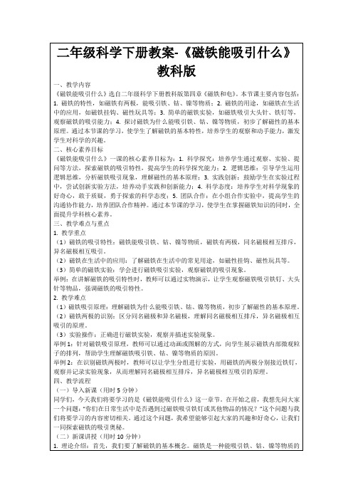 二年级科学下册教案-《磁铁能吸引什么》教科版