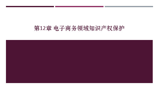 电子商务法与案例分析 第12章 电子商务领域知识产权