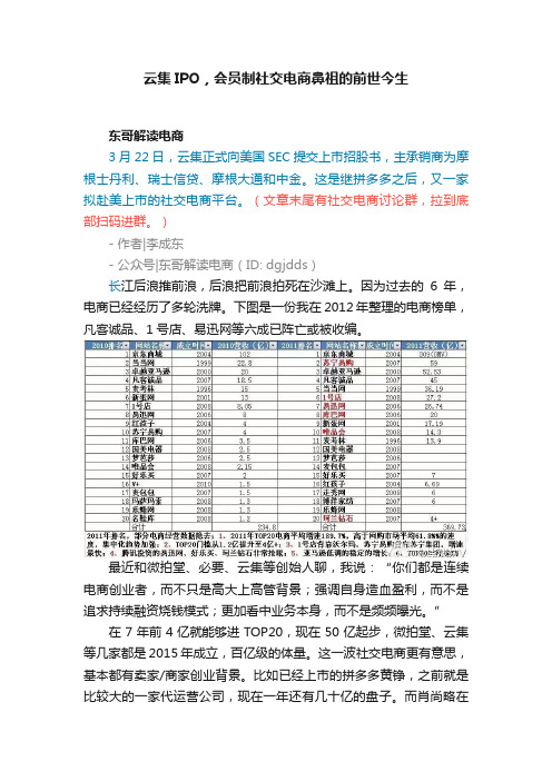 云集IPO，会员制社交电商鼻祖的前世今生