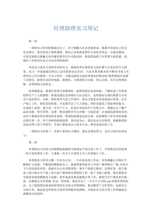 总结报告-经理助理实习周记 精品