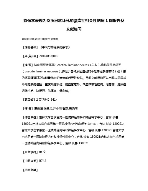 影像学表现为皮质层状坏死的脓毒症相关性脑病1例报告及文献复习