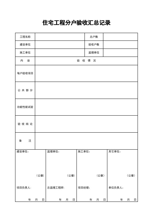 分户验收表格(全部)【范本模板】