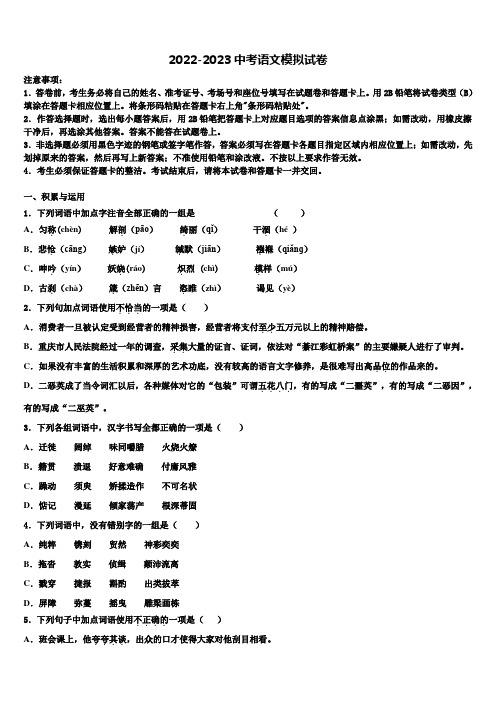 2023届深圳市盐田区中考联考语文试卷含解析