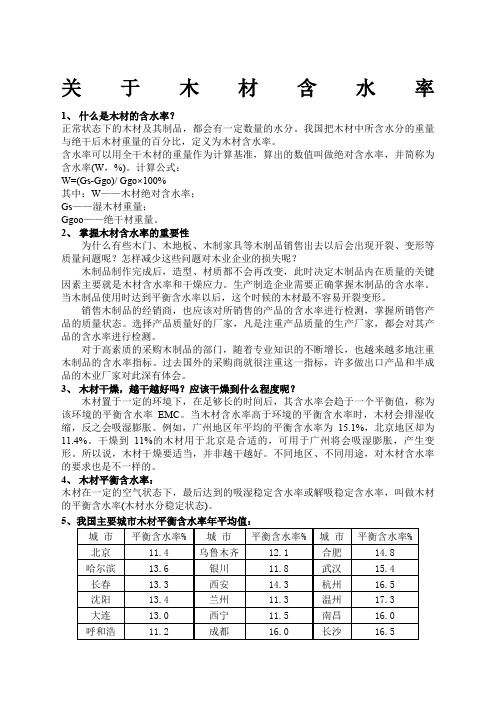 木材的含水率详细介绍以及全国含水率表