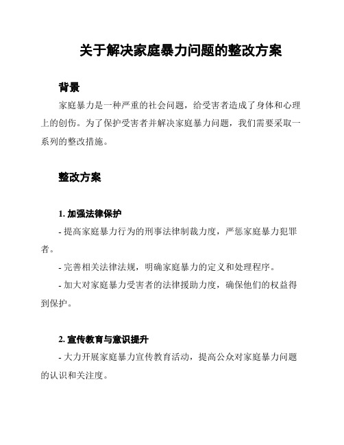 关于解决家庭暴力问题的整改方案