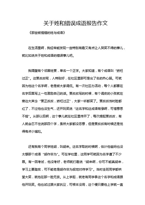 关于姓和错误成语报告作文