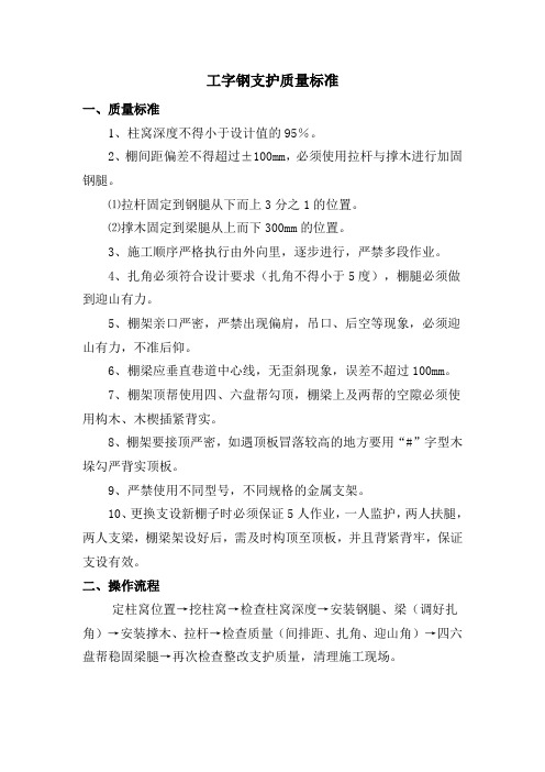 工字钢锚杆支护质量标准2