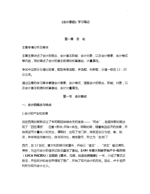 会计基本知识学习记录文本