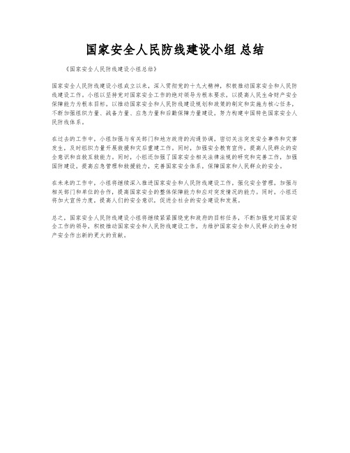 国家安全人民防线建设小组 总结