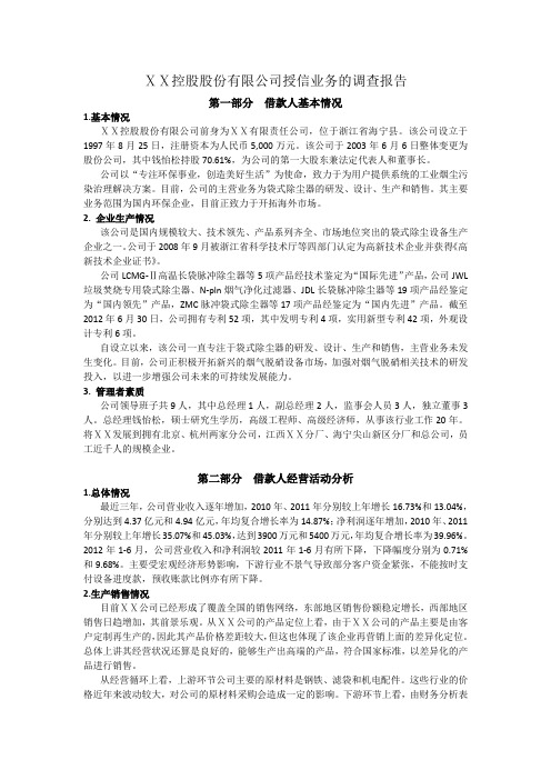 银行公司授信业务的调查报告