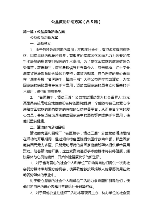 公益救助活动方案（含5篇）