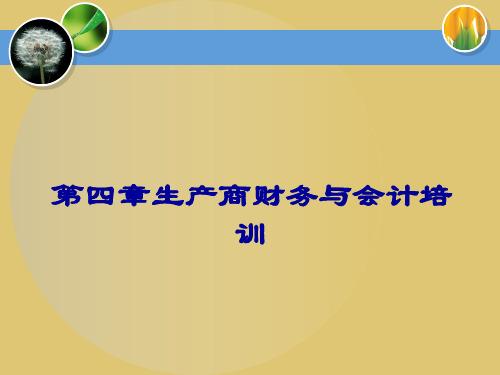 第四章 生产商财务与会计培训 《跨专业企业经营仿真实验教程》 PPT课件