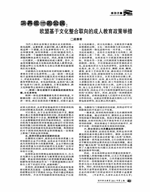 欧盟基于文化整合取向的成人教育政策举措