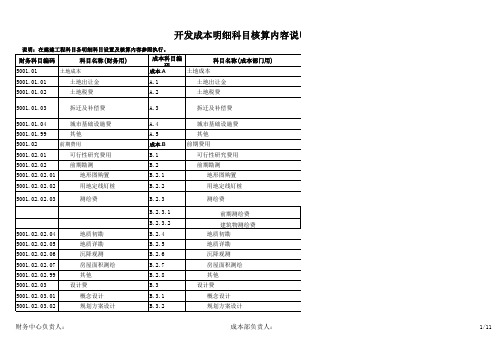 开发成本和工程施工明细科目设置及核算内容(执行版)