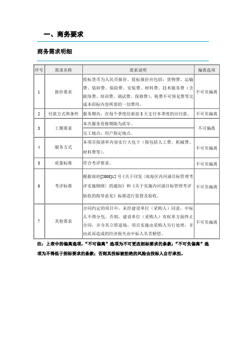 一、商务要求