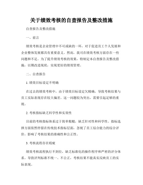 关于绩效考核的自查报告及整改措施