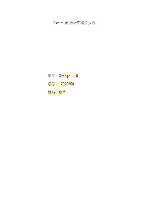 CESIM企业经营模拟报告