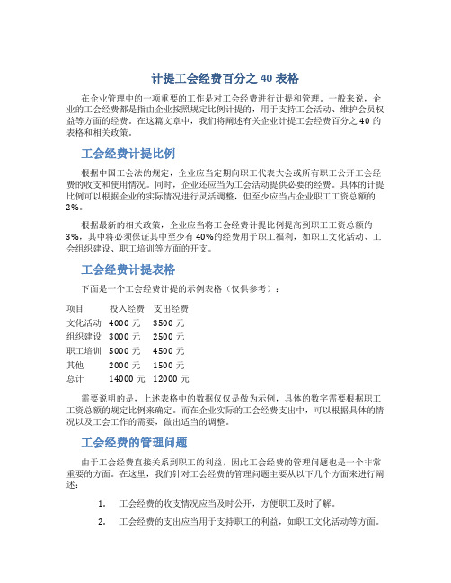 计提工会经费百分之40表格