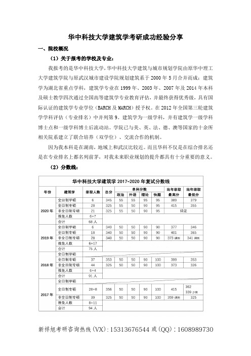 2021年华中科技大学建筑学专业考研必看成功上岸前辈复习经验分享