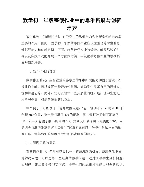 数学初一年级寒假作业中的思维拓展与创新培养