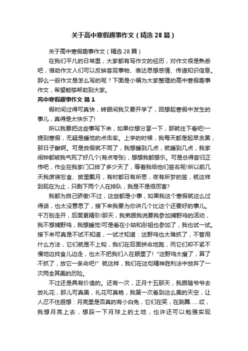 关于高中寒假趣事作文（精选28篇）