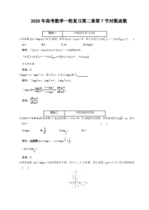 2020年高考数学一轮复习第二章第7节对数函数