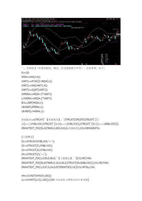 BOLL主图指标 浮动涨幅换手通达信指标公式源码