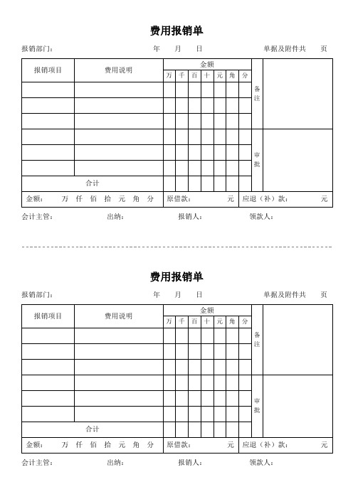 费用报销单模板