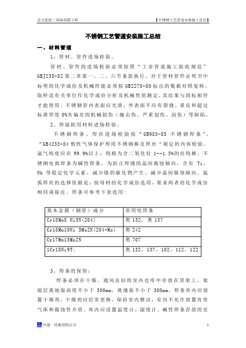 不锈钢工艺管道技术总结