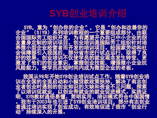 SYB创业培训课件(ppt)