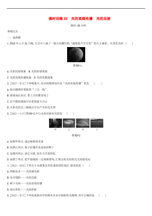 湖南专用2019中考物理高分一轮单元03光的直线传播光的反射课时训练2019020146