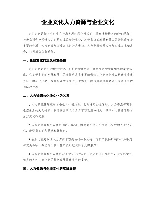 企业文化人力资源与企业文化