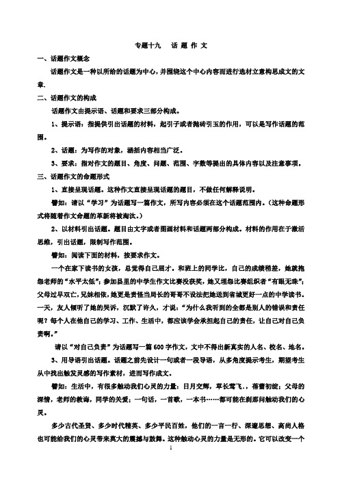 语文中考知识点复习专题十九   话题作文