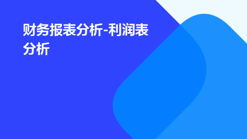 财务报表分析-利润表分析