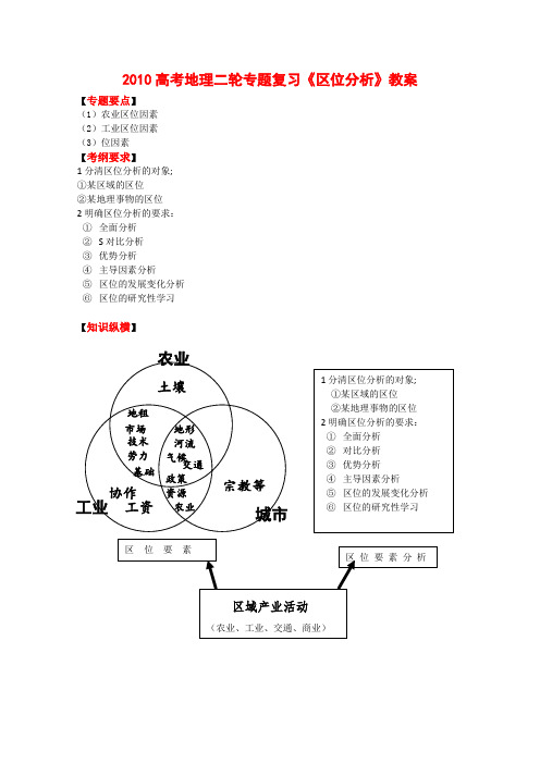 高考地理二轮专题复习《区位分析》教案