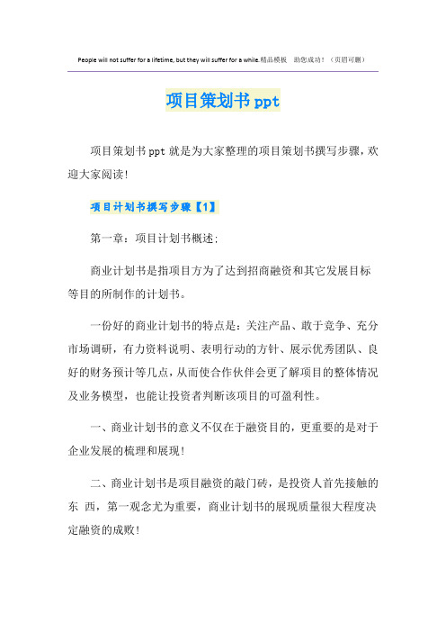 项目策划书ppt