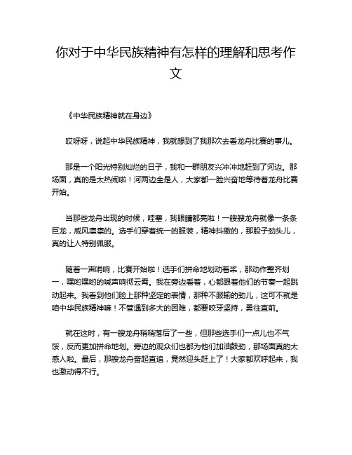 你对于中华民族精神有怎样的理解和思考作文