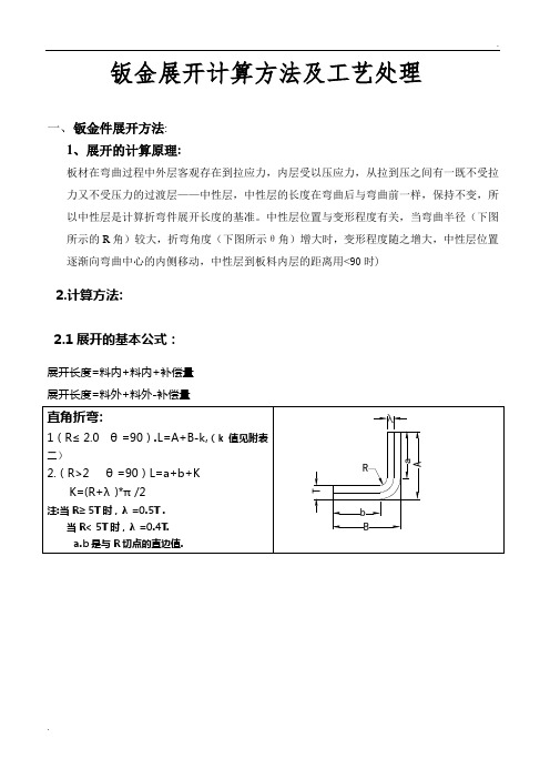 钣金件展开计算方法及工艺处理