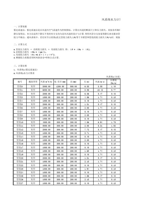 风管水力计算