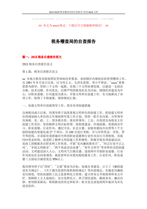 2018-2019-税务稽查局的自查报告-实用word文档 (13页)