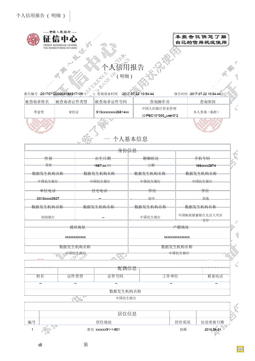 完整版个人征信报告(水印)