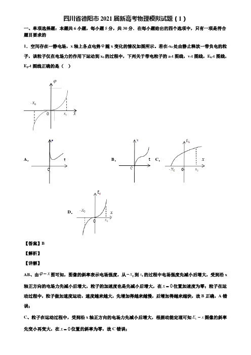 (含5套模拟卷)四川省德阳市2021届新高考物理模拟试题(1)含解析