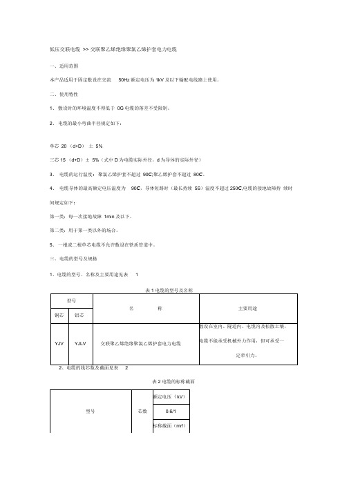 YJV低压交联电缆