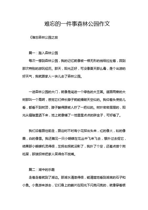 难忘的一件事森林公园作文