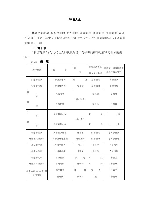 称谓(称呼)大全-称谓大全