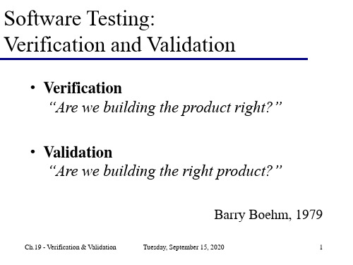 Software Testing Verification and Validation：软件测试验证和确认.