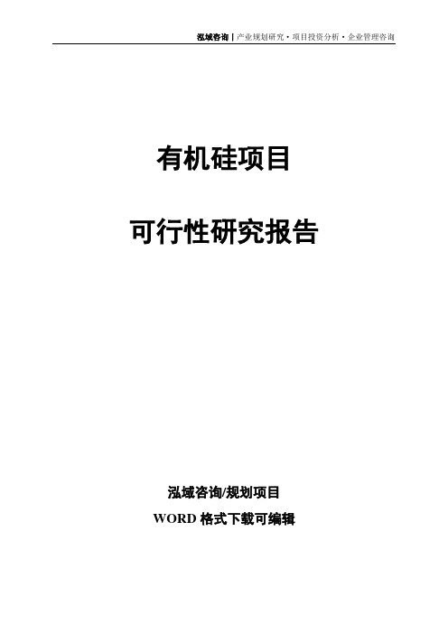 有机硅项目可行性研究报告