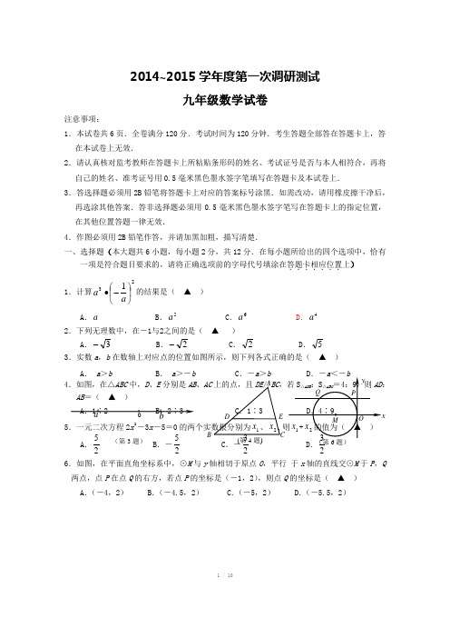 溧水区初三一模试卷含答案